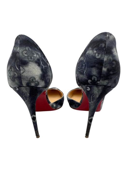 Christian Louboutin Shoe Size 35.5 Navy & Blue Canvas & Leather Stiletto Pumps Navy & Blue / 35.5