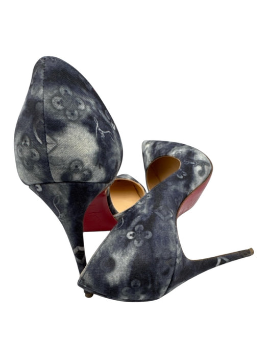 Christian Louboutin Shoe Size 35.5 Navy & Blue Canvas & Leather Stiletto Pumps Navy & Blue / 35.5