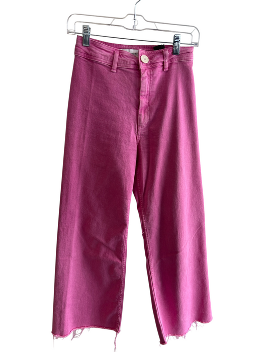 Zara Size 2 Pink Cotton High Rise Zip Fly Back pockets Wide Leg Jeans Pink / 2