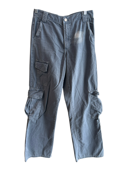 Zara Size 2 Grey Blue Cotton Mid Rise Zip Fly Cargo Pockets Wide Leg Jeans Grey Blue / 2