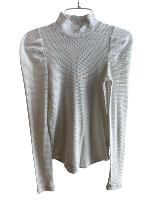 Free People Size XS White Cotton Blend Long Sleeve Waffle Knit high neck Top White / XS