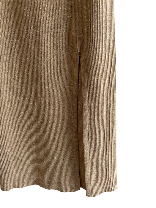 Zara Size XS Gold No Fabric Tag Sleeveless Elastic Waist Ribbed Skirt Set Gold / XS