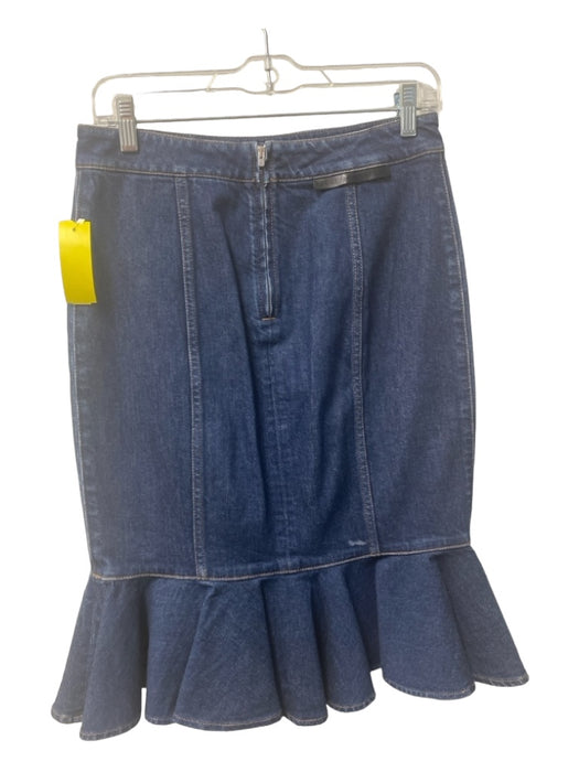 Stella McCartney Size 40 Dark Wash Cotton High Waist Ruffle Hem Back Zip Skirt Dark Wash / 40