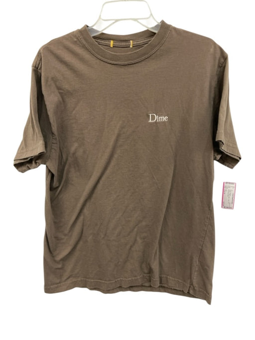 Dime Size Est M Brown Cotton Solid T shirt Crew Men's Short Sleeve Brown / Est M