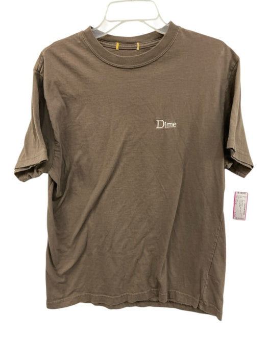 Dime Size Est M Brown Cotton Solid T shirt Crew Men's Short Sleeve Brown / Est M