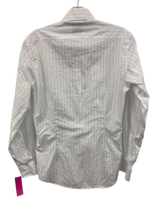 Yves Saint Laurent Vintage Size 14.5 White & Blue Cotton Men's Long Sleeve Shirt White & Blue / 14.5