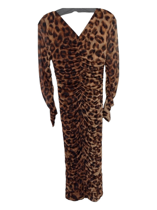 L'agence Size Est S Brown & Tan Nylon Polyester Lining Animal Print Ruched Dress Brown & Tan / Est S