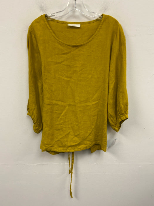 Bryn Walker Size S/M Mustard Yellow Linen Tie Back Half Sleeve Pant Set