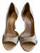 Aldo Shoe Size 37 Tan & Silver Fabric Peep Toe Side Cut Outs Pump Shoes Tan & Silver / 37