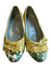 Moneta Blu Shoe Size 37 Green & Gold Fabric Almond Toe Stacked Heel Shoes Green & Gold / 37