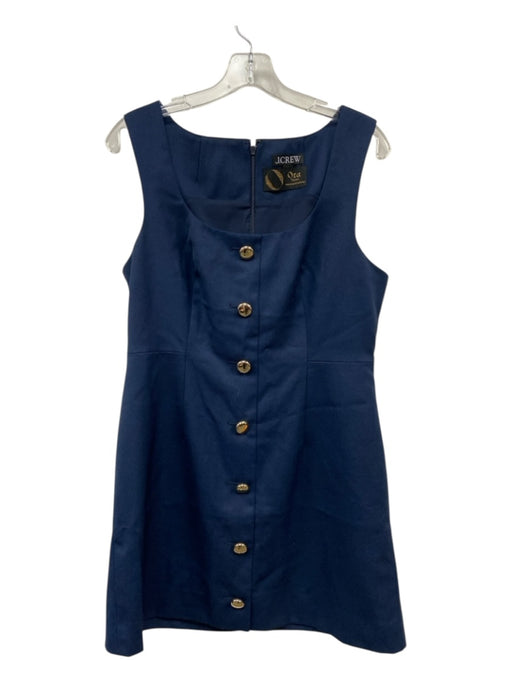J. Crew Size 10 Navy blue & gold Wool & Polyester Sleeveless Gold Buttons Dress Navy blue & gold / 10