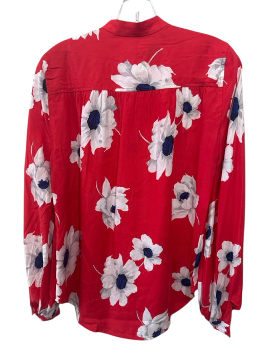 Equipment Femme Size XS Red, Blue, White Silk Long Sleeve Floral Print Top Red, Blue, White / XS