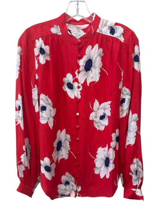 Equipment Femme Size XS Red, Blue, White Silk Long Sleeve Floral Print Top Red, Blue, White / XS