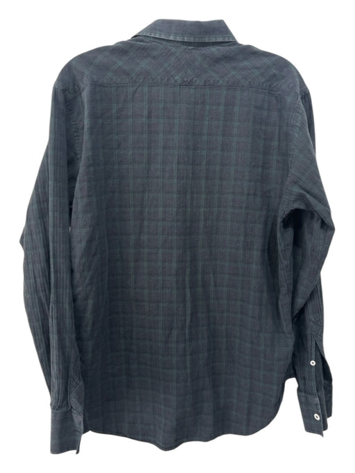 Billy Reid AS IS Size M Green & Blue Cotton Blend Plaid Men's Long Sleeve Shirt M