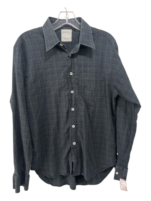 Billy Reid AS IS Size M Green & Blue Cotton Blend Plaid Men's Long Sleeve Shirt M