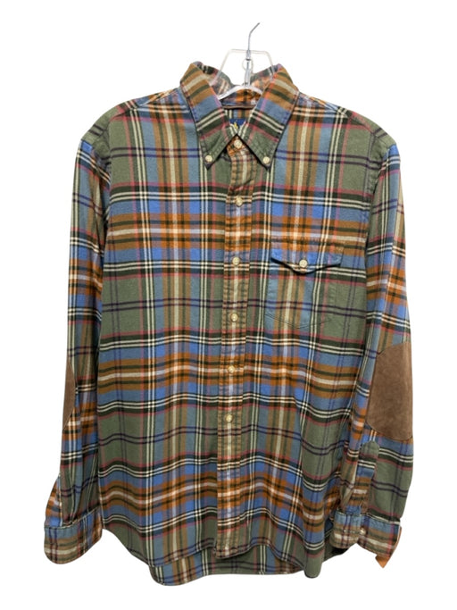 Ralph Lauren Size M Green & Tan Cotton Plaid Flannel Button up Long Sleeve Shirt Green & Tan / M