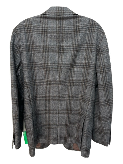 Suitsupply Gray & Brown Wool Blend Plaid 2 Button Men's Blazer Gray & Brown / 48