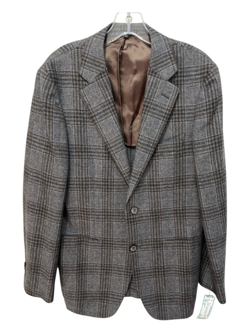 Suitsupply Gray & Brown Wool Blend Plaid 2 Button Men's Blazer Gray & Brown / 48