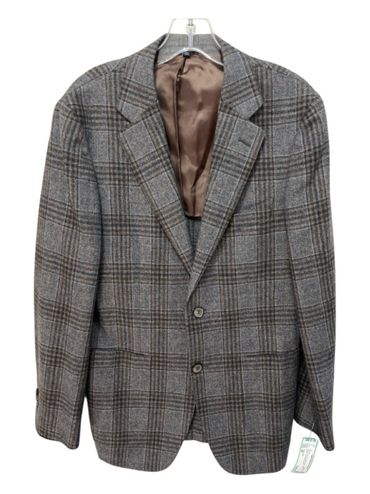 Suitsupply Gray & Brown Wool Blend Plaid 2 Button Men's Blazer Gray & Brown / 48