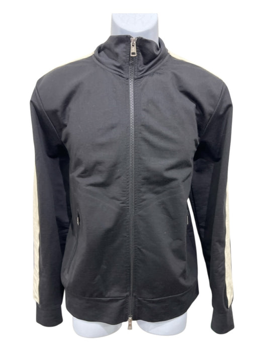 Moncler Size L Black Cotton Blend Solid Track Men's Jacket Black / L