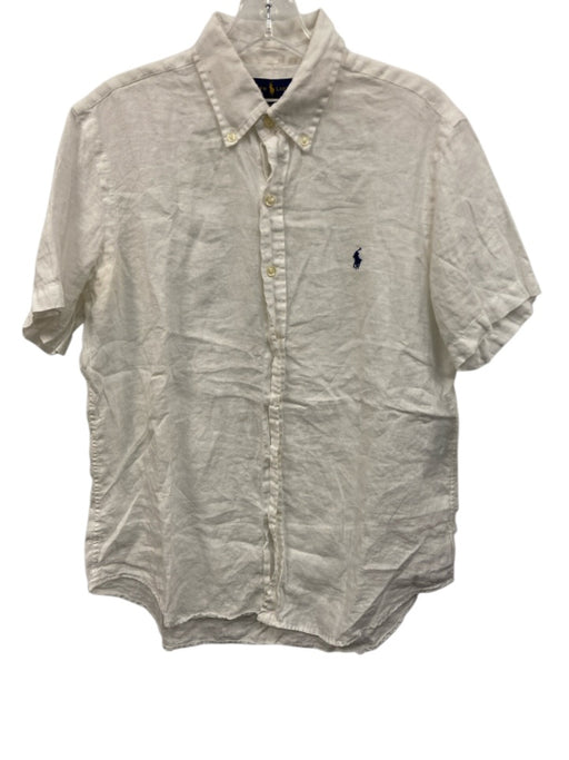 Ralph Lauren Size M White Linen Solid Buttons Men's Short Sleeve White / M