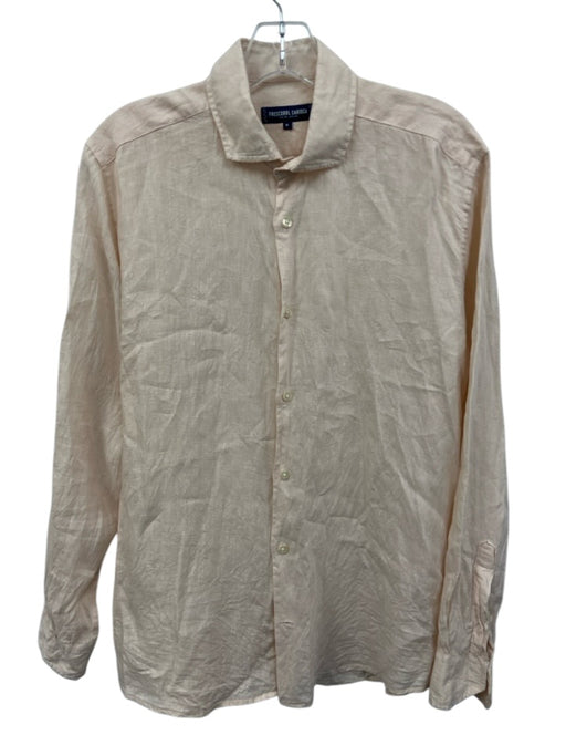 Frescobol Carioca Size M Beige Linen Solid Button Down Men's Long Sleeve Shirt Beige / M