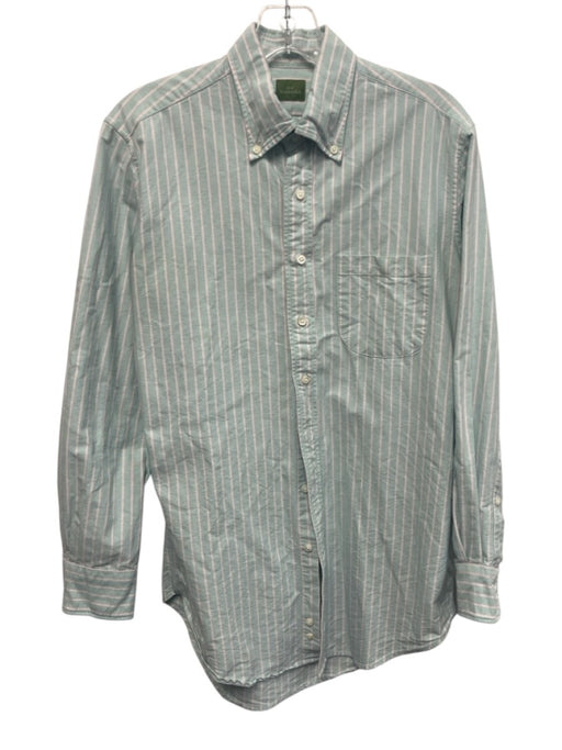 Sid Mashburn Size M Green & Pink Cotton Striped Oxford Men's Long Sleeve Shirt Green & Pink / M