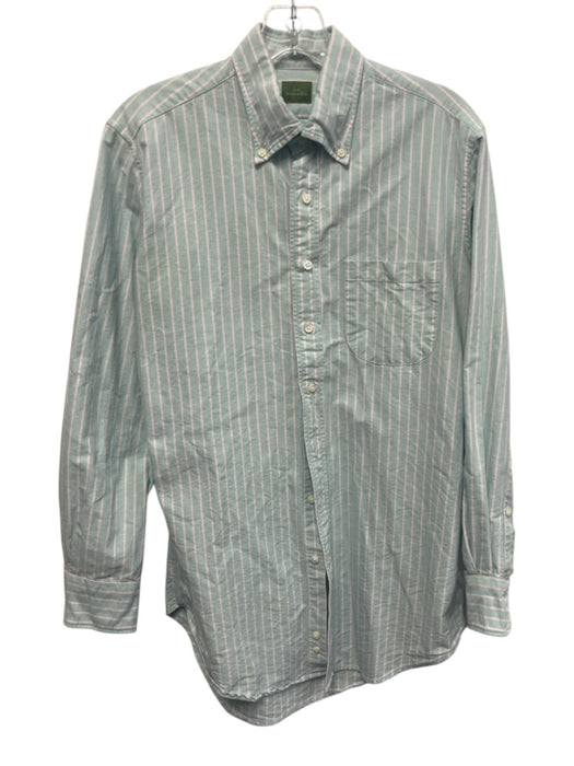 Sid Mashburn Size M Green & Pink Cotton Striped Oxford Men's Long Sleeve Shirt Green & Pink / M