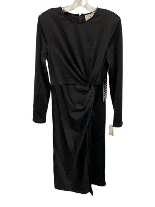 Tuckernuck Size M Black Polyester Blend Shimmer Long Sleeve Twist Detail Dress Black / M