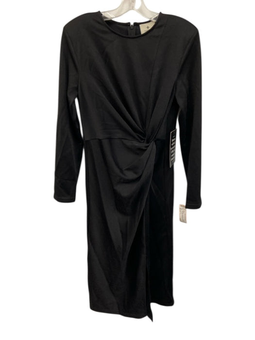 Tuckernuck Size M Black Polyester Blend Shimmer Long Sleeve Twist Detail Dress Black / M