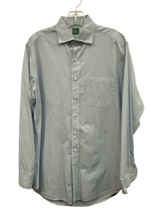 Sid Mashburn Size 16 White & Blue Cotton Striped Button up Long Sleeve Shirt White & Blue / 16