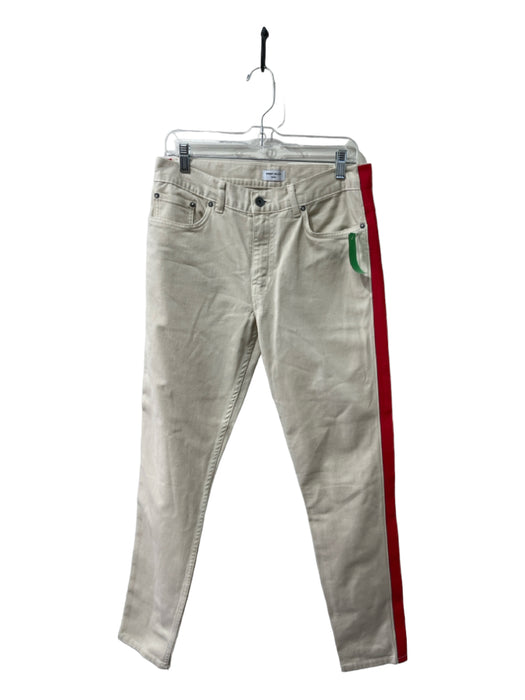 Robert Geller Size 32 Beige & Red Cotton Blend Striped Khakis Men's Pants 32