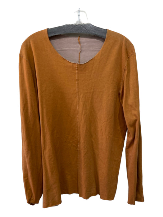 Kazuyuki Kumagai Size 3 Orange Cotton Solid Scoop neck Men's Long Sleeve Shirt 3