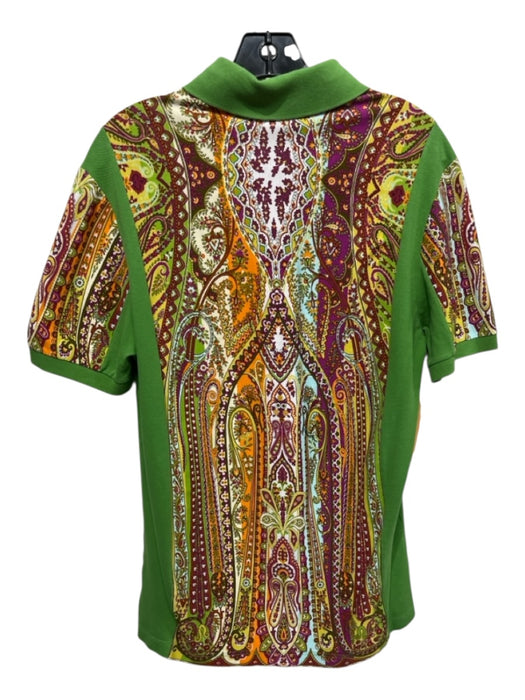 Etro Size XL Green & Red Cotton Paisley Polo Men's Short Sleeve Green & Red / XL
