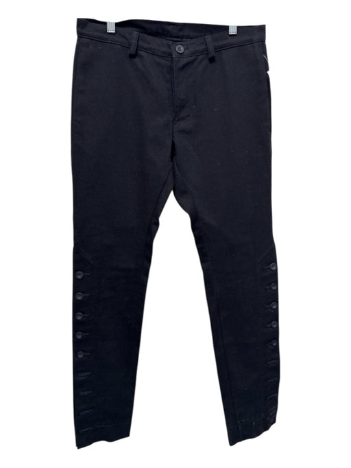 No Brand Size 30 Black Cotton Solid Slim Button Detail Men's Pants Black / 30