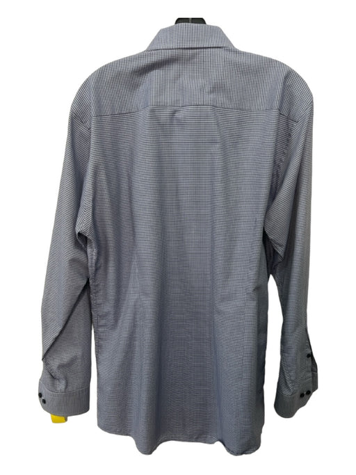 Eton Size 17.5 Blue & White Cotton Plaid Button Down Men's Long Sleeve Shirt 17.5