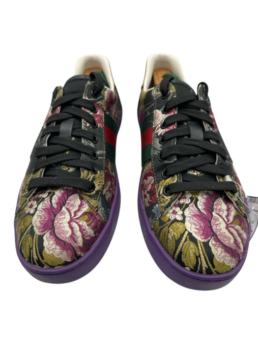 Gucci Shoe Size 7.5 Purple & Multi Leather Floral Sneaker Men's Shoes Purple & Multi / 7.5