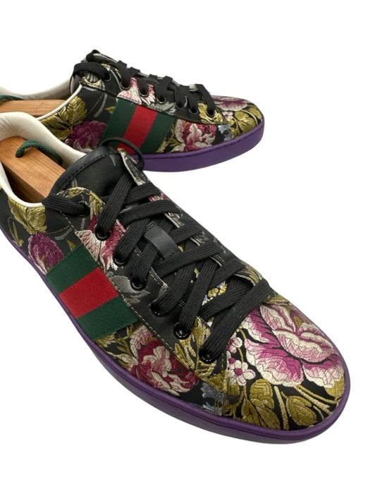 Gucci Shoe Size 7.5 Purple & Multi Leather Floral Sneaker Men's Shoes Purple & Multi / 7.5