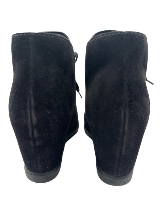 Prada Shoe Size 39.5 Black Suede round toe Platform Lace Up Rubber Sole Booties Black / 39.5