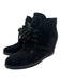 Prada Shoe Size 39.5 Black Suede round toe Platform Lace Up Rubber Sole Booties Black / 39.5