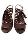 Prada Shoe Size 40 Brown Suede Round Peep Toe Caged Slingback Tie Pumps Brown / 40