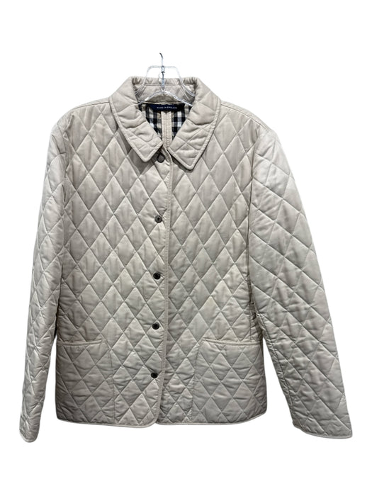 Burberry Size M Beige Polyester Diamond Quilted Snap Up Novacheck Lining Jacket Beige / M