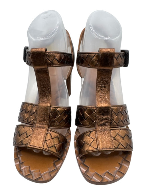 Bottega Veneta Shoe Size 39.5 Copper Leather Ankle Buckle Basket Weave Sandals Copper / 39.5