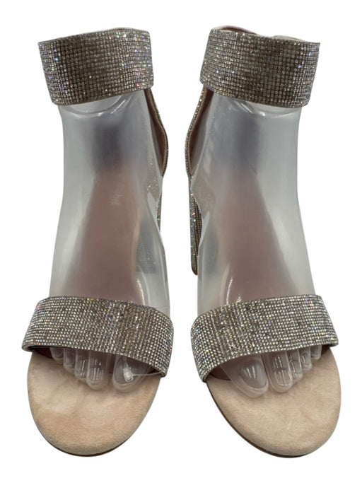Jeffrey Campbell Shoe Size 9 Beige & Mutli Leather Rhinestone Open Toe Sandals Beige & Mutli / 9