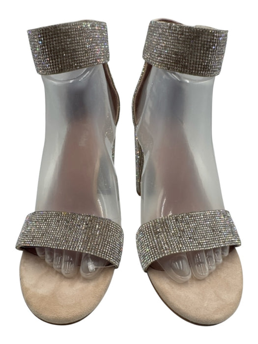 Jeffrey Campbell Shoe Size 9 Beige & Mutli Leather Rhinestone Open Toe Sandals Beige & Mutli / 9