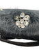 Swarovski Black Suede & Fur Zip Close Rhinestone hand bag Bag Black / S