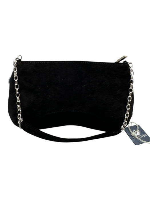 Swarovski Black Suede & Fur Zip Close Rhinestone hand bag Bag Black / S
