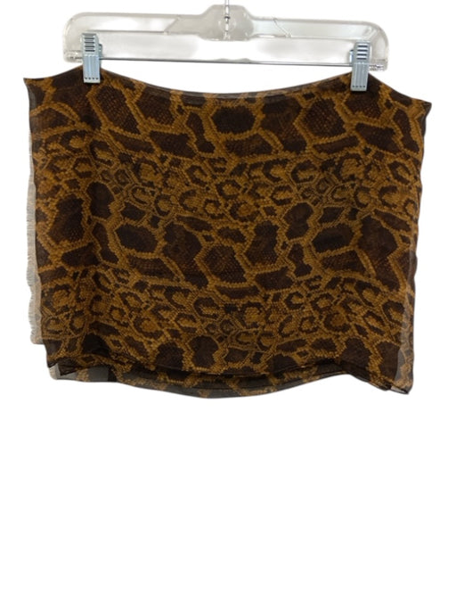Brown & Orange Silk Chiffon Snake scarf Brown & Orange