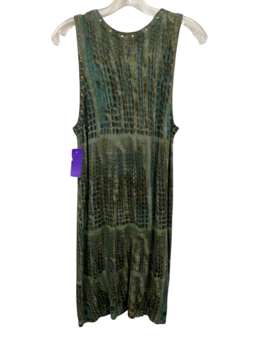 Custo Barcelona Size 4 Green & Brown Viscose Blend Knit Croc Studded Dress Green & Brown / 4