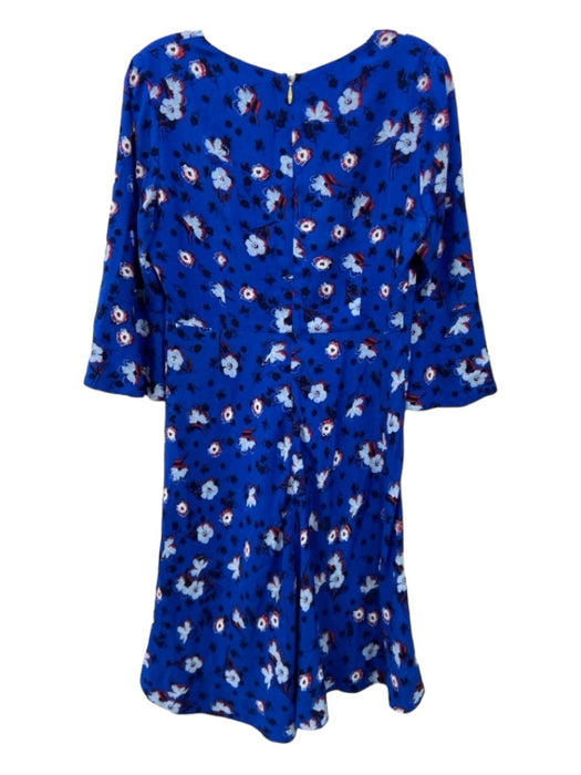 Draper James Size 4 Blue Black & Red Viscose Blend Floral Round Neck Dress Blue Black & Red / 4